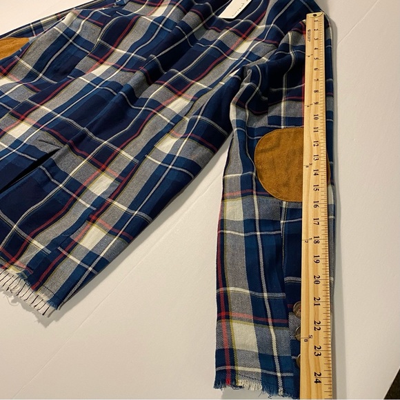 Current Air Anthropologie Blue Plaid Elbow Patch Blazer - Picture 11 of 12